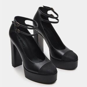 Steve Madden Black Platform Double-Ankle Strap Pumps
